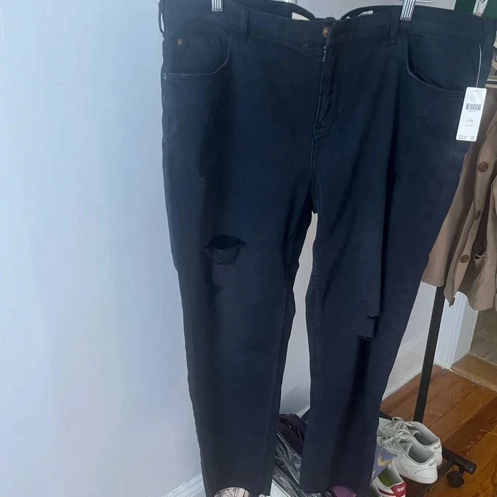 Anthropologie Distressed Black Straight Leg Jeans - Picture 1 of 7